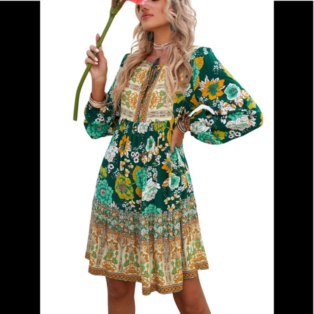 Green Floral dress